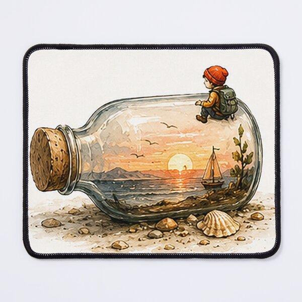 Item preview, Tiny Explorer Watching a Sunset Inside a Bottle designed and sold by Sara-Ai.