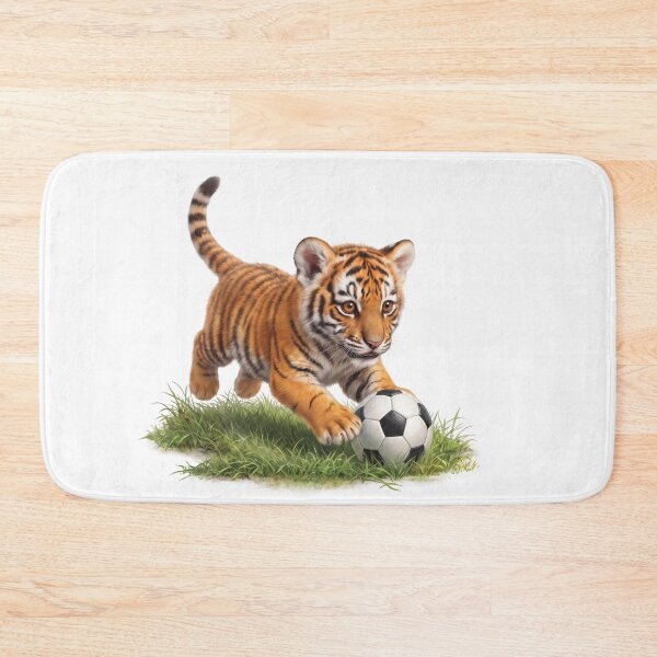 Item preview, Tiger Cub Playing Soccer designed and sold by Helenaphotoart.