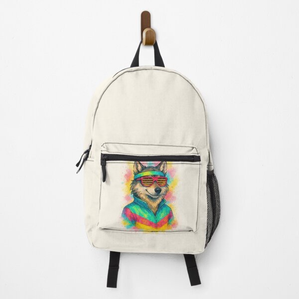 Item preview, Retro 80s Cool Wolf Watercolor Illustration designed and sold by BigBlueArt.