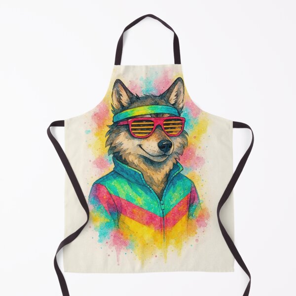 Item preview, Retro 80s Cool Wolf Watercolor Illustration designed and sold by BigBlueArt.