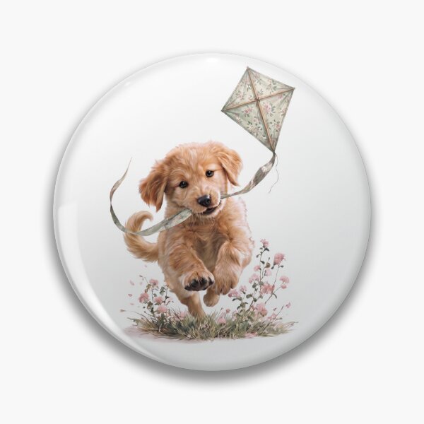 Item preview, Golden Puppy Flying a Kite designed and sold by Helenaphotoart.