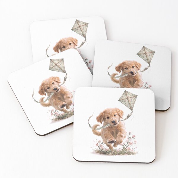 Item preview, Golden Puppy Flying a Kite designed and sold by Helenaphotoart.