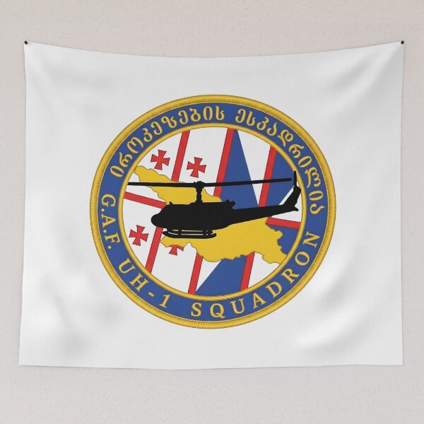 Item preview, Georgian Air Force UH-1 Iroquois Helicopter Squadron Patch designed and sold by CharlieDesings.