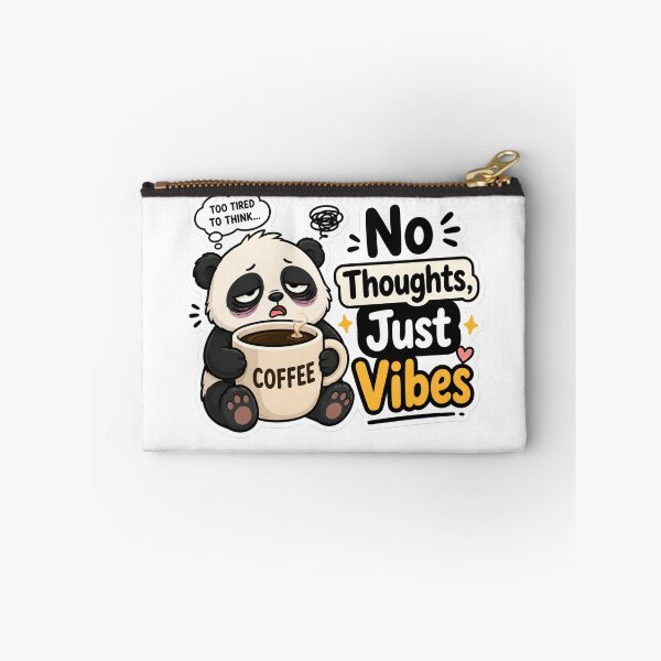 Item preview, No Thoughts Just Vibes Panda Sticker | Funny Coffee Quote designed and sold by BLOOMVELLE.