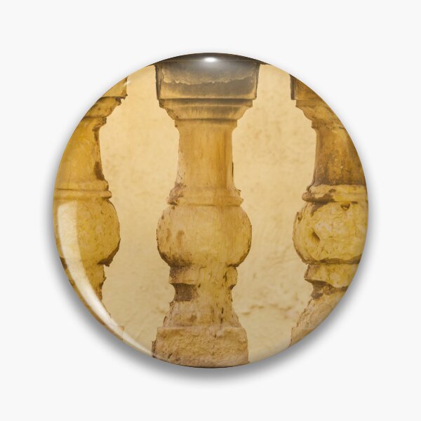 Item preview, Weathered Stone Balustrade With Antique Balusters In Warm Yellow Light And Textured Wall designed and sold by Nmallia.
