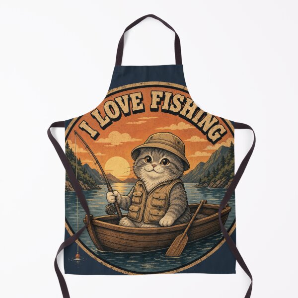 Item preview, Retro Fishing Cat Outdoor Graphic – Cute Cat Fishing Lover Badge Art designed and sold by BLUESKY11a.
