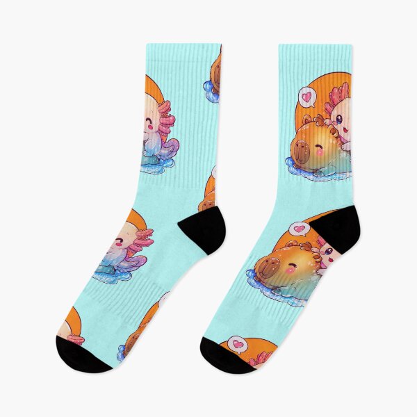 Item preview, Cute Axolotl Hugging Capybara | Kawaii Animal Sticker | Adorable Pastel Cartoon Art designed and sold by marlenaki.