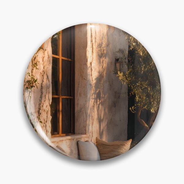 Item preview, Rustic Tuscan Patio Sunlit Courtyard - Mediterranean Art Print designed and sold by Emberearth.