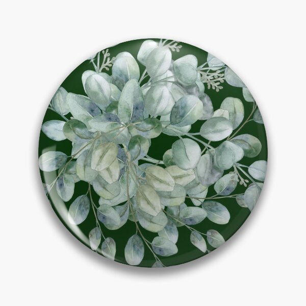 Item preview, ​Watercolor Eucalyptus Leaves on Dark Forest Green designed and sold by Jyoti-Quotes.