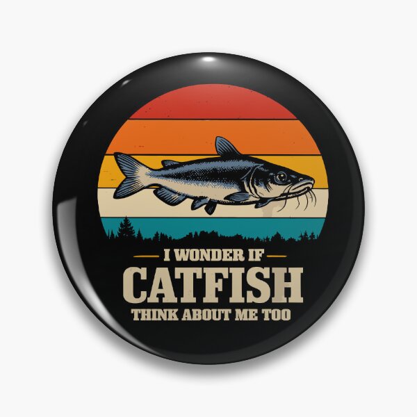 Item preview, I Wonder If Catfish Think About Me Too - Retro Fishing Art designed and sold by BendyBeasts.