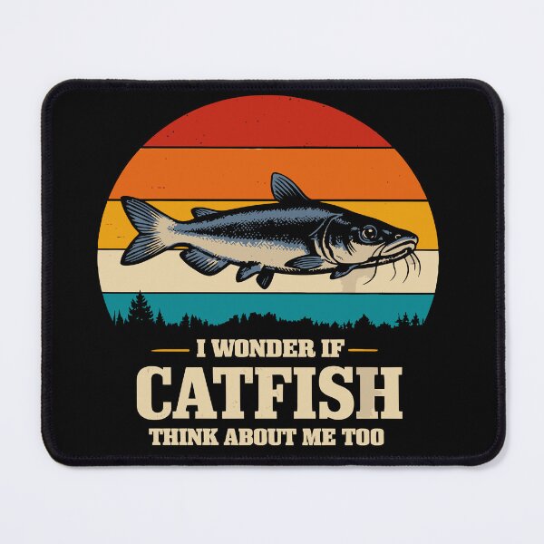 Item preview, I Wonder If Catfish Think About Me Too - Retro Fishing Art designed and sold by BendyBeasts.