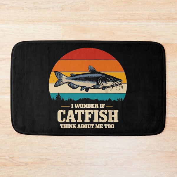 Item preview, I Wonder If Catfish Think About Me Too - Retro Fishing Art designed and sold by BendyBeasts.