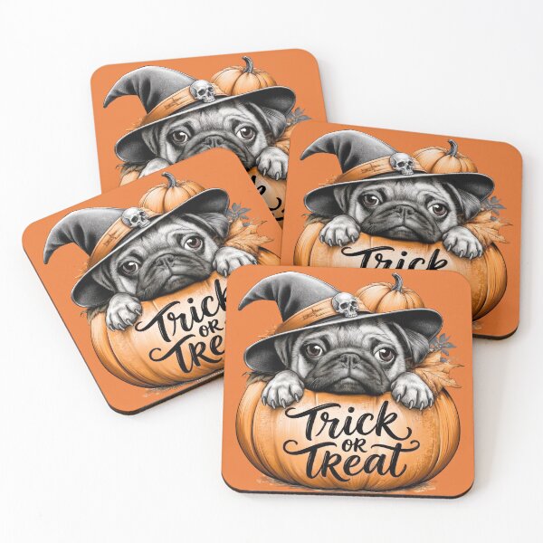 Item preview, Cute Halloween Pug Witch Trick or Treat Pumpkin designed and sold by MythicMood.