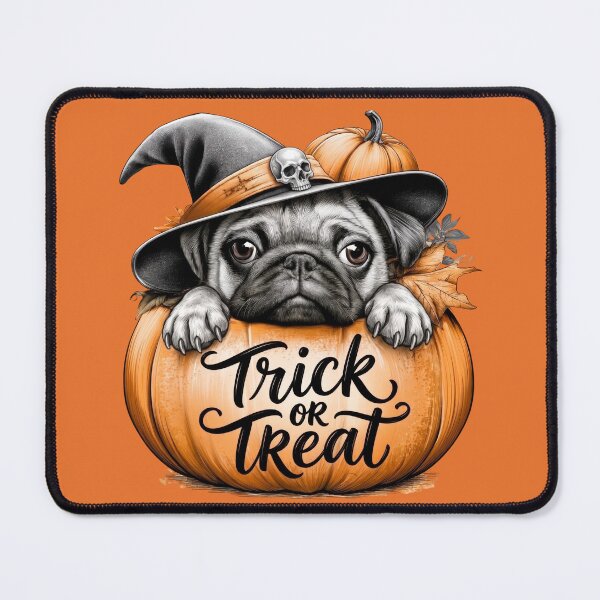 Item preview, Cute Halloween Pug Witch Trick or Treat Pumpkin designed and sold by MythicMood.