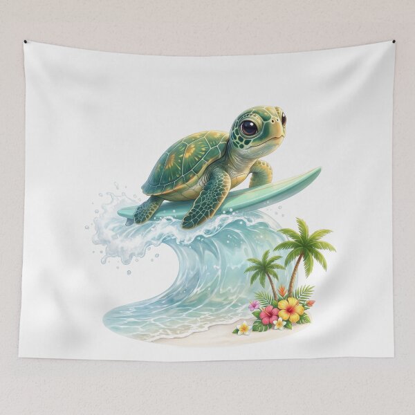 Item preview, Surfing Sea Turtle on a Tropical Wave designed and sold by Helenaphotoart.