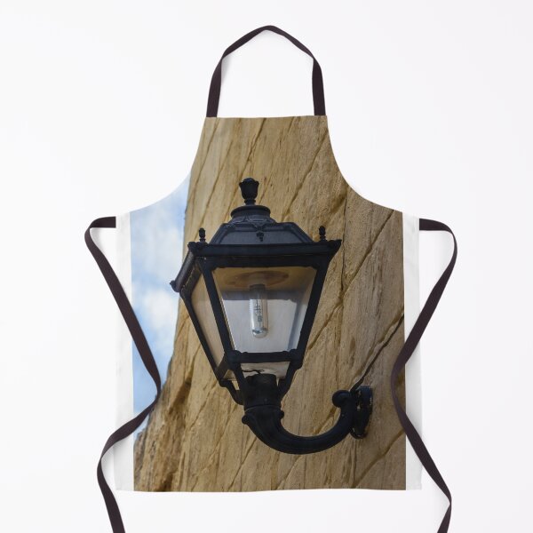 Item preview, Vintage Black Street Lamp Mounted on Textured Stone Wall, Outdoor Architectural Lantern Detail designed and sold by Nmallia.