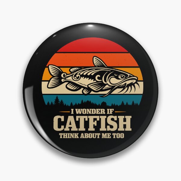 Item preview, I Wonder If Catfish Think About Me Too - Retro Fishing Art designed and sold by BendyBeasts.