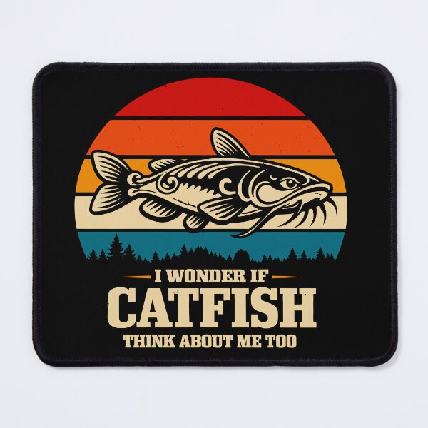 Item preview, I Wonder If Catfish Think About Me Too - Retro Fishing Art designed and sold by BendyBeasts.