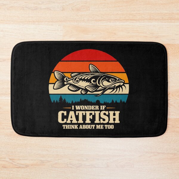 Item preview, I Wonder If Catfish Think About Me Too - Retro Fishing Art designed and sold by BendyBeasts.