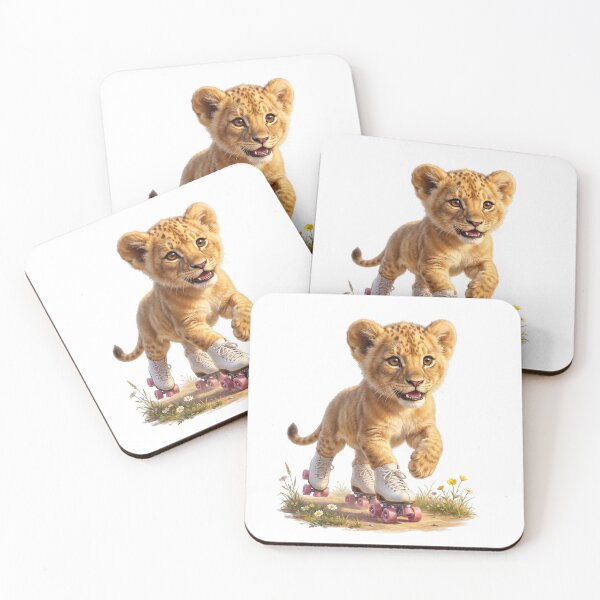Item preview, Lion Cub on Roller Skates designed and sold by Helenaphotoart.
