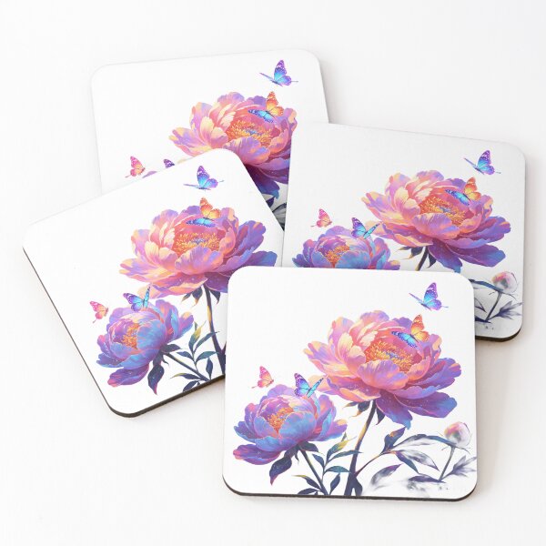 Item preview, Dreamy Watercolor Peony Flowers with Butterflies Floral Art designed and sold by MintvexaDesign.