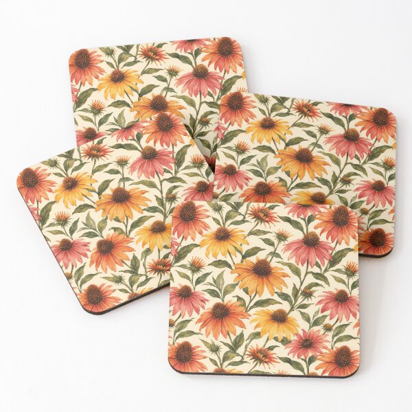 Item preview, Echinacea Sunset Warm Watercolor Seamless Pattern designed and sold by Inkworksbyshery.