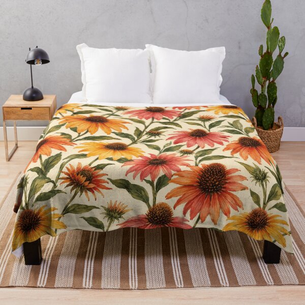 Item preview, Echinacea Sunset Warm Watercolor Seamless Pattern designed and sold by Inkworksbyshery.