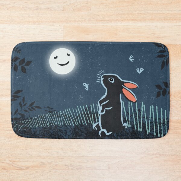 Item preview, Moon gazing bunny illustration with a dark blue background designed and sold by bee-denham-art.