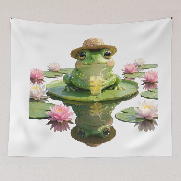 Item preview, Summer Frog Drinking Lemonade designed and sold by Helenaphotoart.