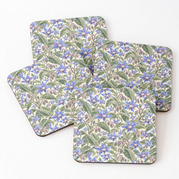 Item preview, Borage Herb Kitchen Dense Watercolor Seamless Pattern designed and sold by Inkworksbyshery.