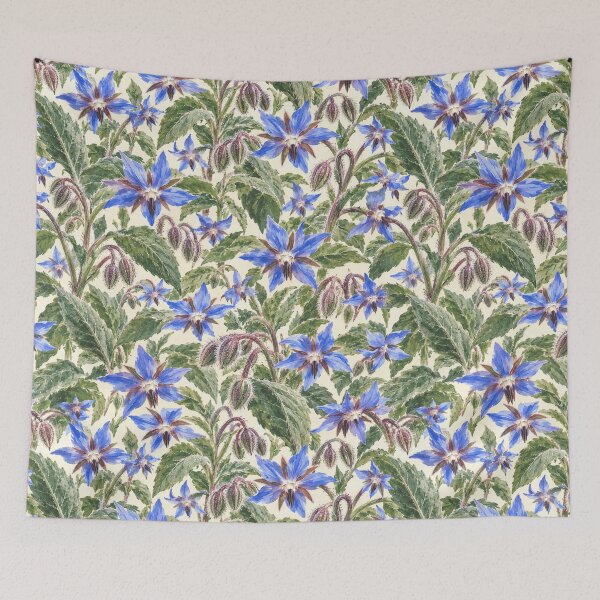 Item preview, Borage Herb Kitchen Dense Watercolor Seamless Pattern designed and sold by Inkworksbyshery.