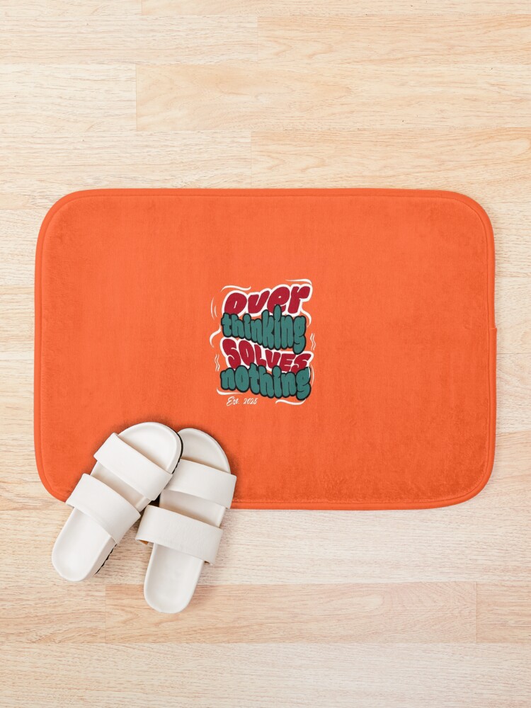 Thumbnail 1 of 6, Bath Mat, Overthinking solves nothing designed and sold by Purple-eclipse6.