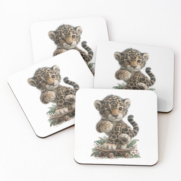 Item preview, Jaguar Cub Riding a Skateboard designed and sold by Helenaphotoart.