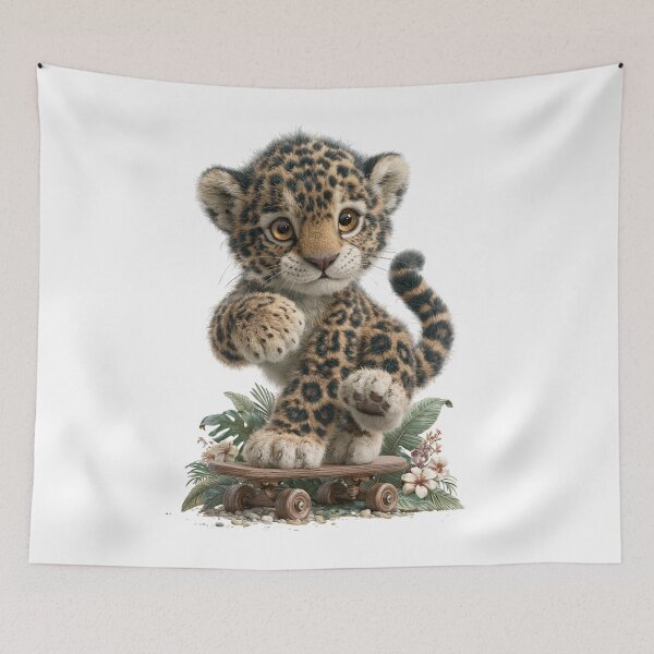 Item preview, Jaguar Cub Riding a Skateboard designed and sold by Helenaphotoart.
