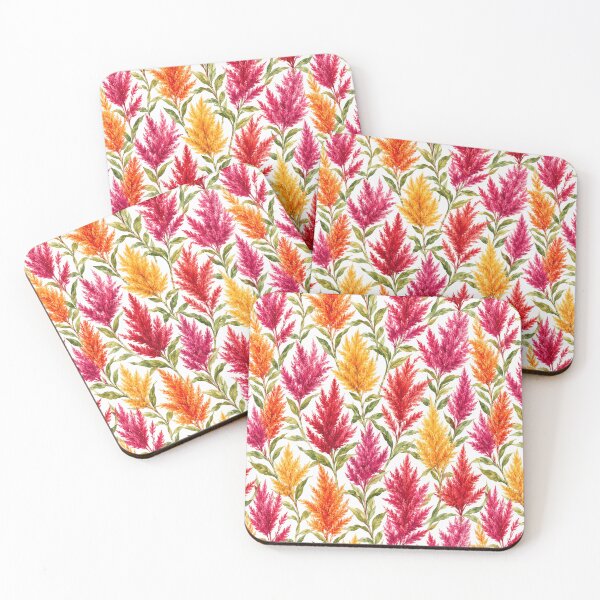 Item preview, Celosia Plume Feather Watercolor Vibrant Seamless Pattern designed and sold by Inkworksbyshery.