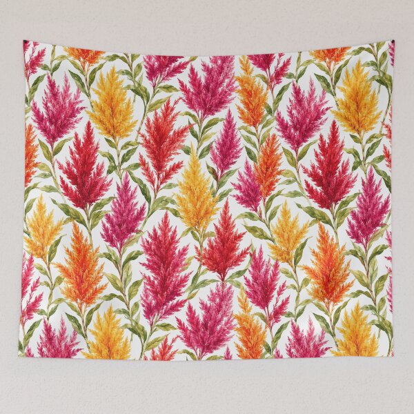 Item preview, Celosia Plume Feather Watercolor Vibrant Seamless Pattern designed and sold by Inkworksbyshery.