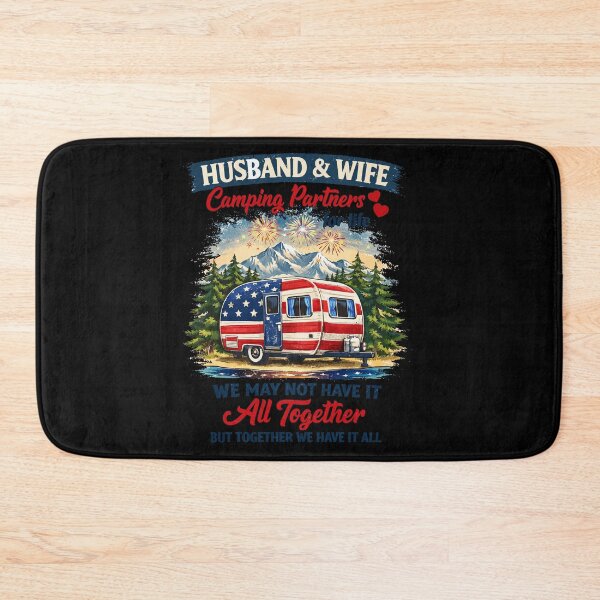 Item preview, Husband And Wife Camping Partners American Flag Camper Art designed and sold by BendyBeasts.