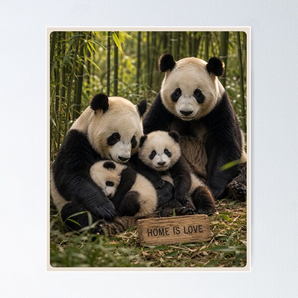 Item preview, Panda Family Home Is Love Cute Bear Cubs designed and sold by BagFactoryUK.