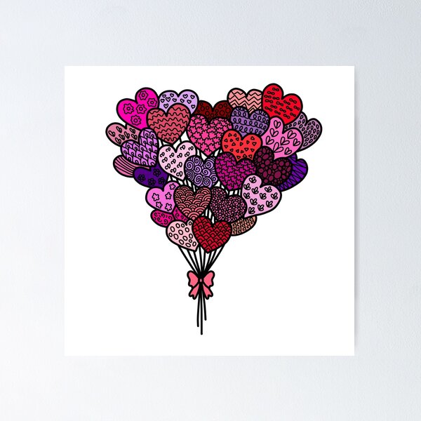 Item preview, Sweet heart love balloons zenntangle sticker designed and sold by DesignPMG.