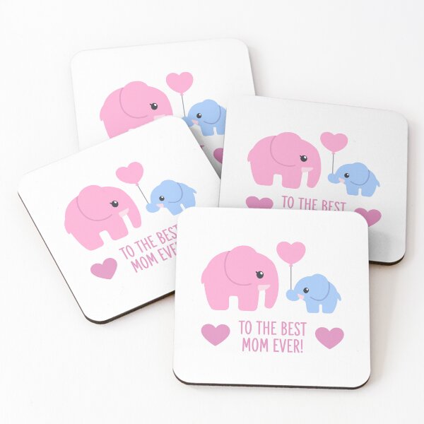 Item preview, Kawaii Elephant Mom and Baby Best Mom Ever Hearts designed and sold by Krasnovaovaova.