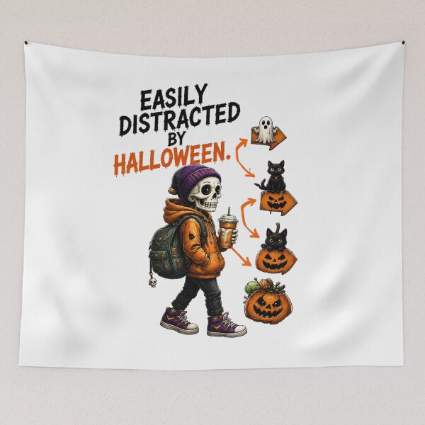 Item preview, Halloween Skeleton Shirt | Easily Distracted by Halloween | Cute Skeleton Pumpkin designed and sold by Limitless expressions - wear your mindset .