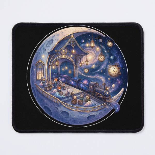 Item preview, Celestial Moon Train | Galaxy Express | Whimsical Animal Station | Cosmic Night Journey | Fantasy Space Art | Dreamcore Aesthetic designed and sold by MrDev.