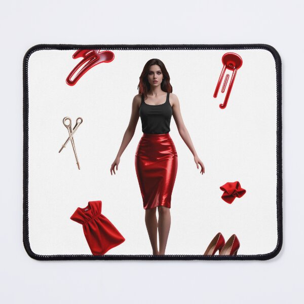 Item preview, Fashion model in red skirt surrounded by various red as cut out PNG designed and sold by Creative88Art.