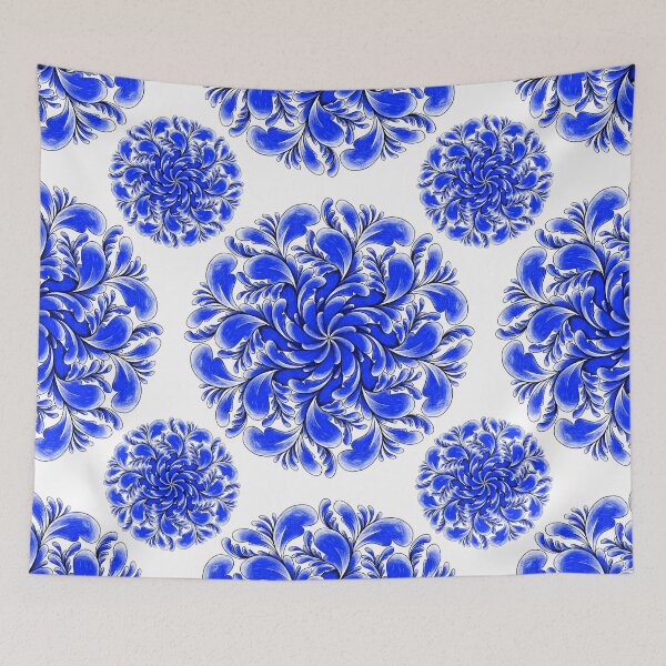 Item preview, Curved Blue Flower 2 designed and sold by Doodles by Em.