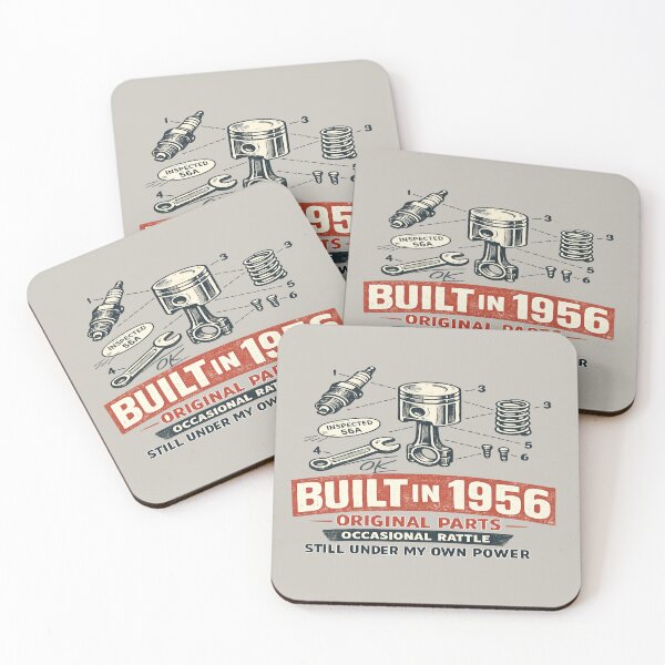 Item preview, Built in 1956 Original Parts 70th Birthday Humor Shirt designed and sold by POD DYNASTY | Original Print On Demand T-Shirt Graphics.