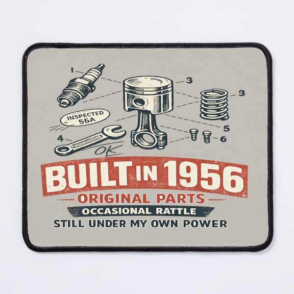 Item preview, Built in 1956 Original Parts 70th Birthday Humor Shirt designed and sold by POD DYNASTY | Original Print On Demand T-Shirt Graphics.