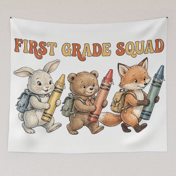Item preview, First Grade Squad Retro Vintage Animal Crayon Crew Back to School  designed and sold by Yellowriversss.
