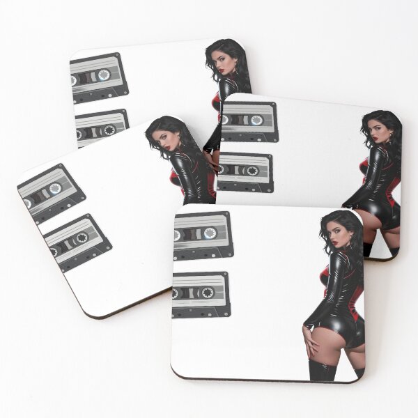 Item preview, Woman in black bodysuit posing with retro audio as PNG cutout designed and sold by Creative88Art.