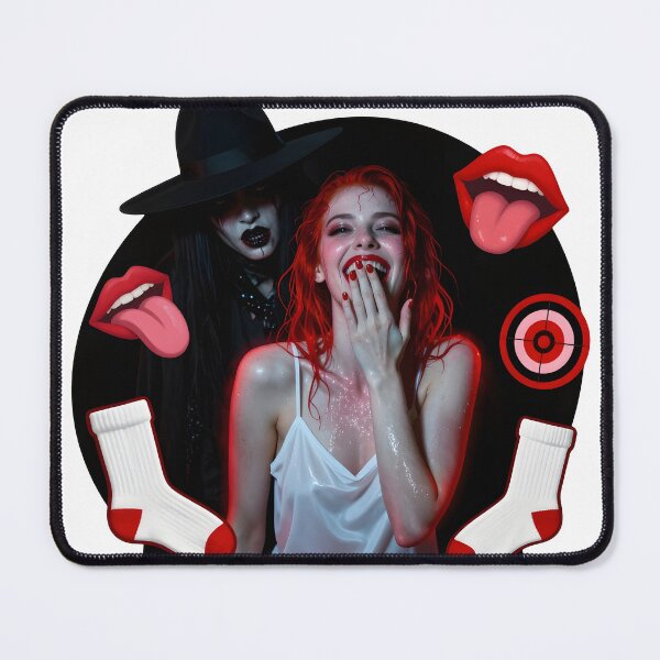 Item preview, Collage of laughing woman in hat with lips and socks as PNG cutout designed and sold by Creative88Art.