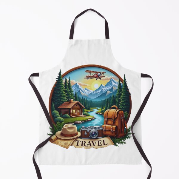 Item preview, Vintage Travel Adventure Mountains Cabin and Classic Biplane designed and sold by GabeMountainArt.